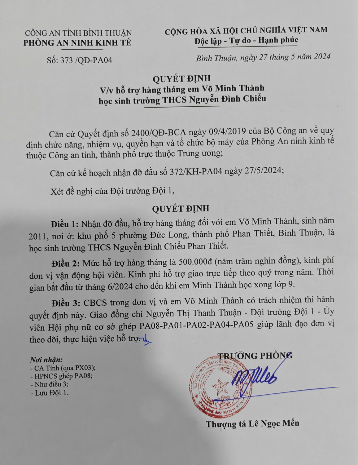 Hoạt động nhận đỡ đầu và hỗ trợ hàng tháng của Hội phụ nữ