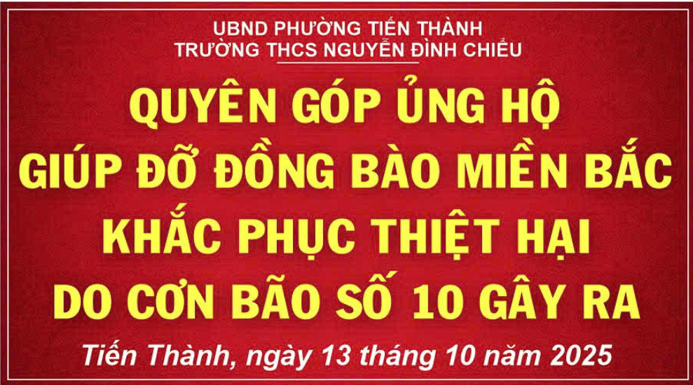 TRƯỜNG THCS NGUYỄN ĐÌNH CHIỂU: PHÁT HUY TRUYỀN THỐNG "TƯƠNG THÂN TƯƠNG ÁI", CHUNG TAY HƯỚNG VỀ ĐỒNG BÀO VÙNG LŨ