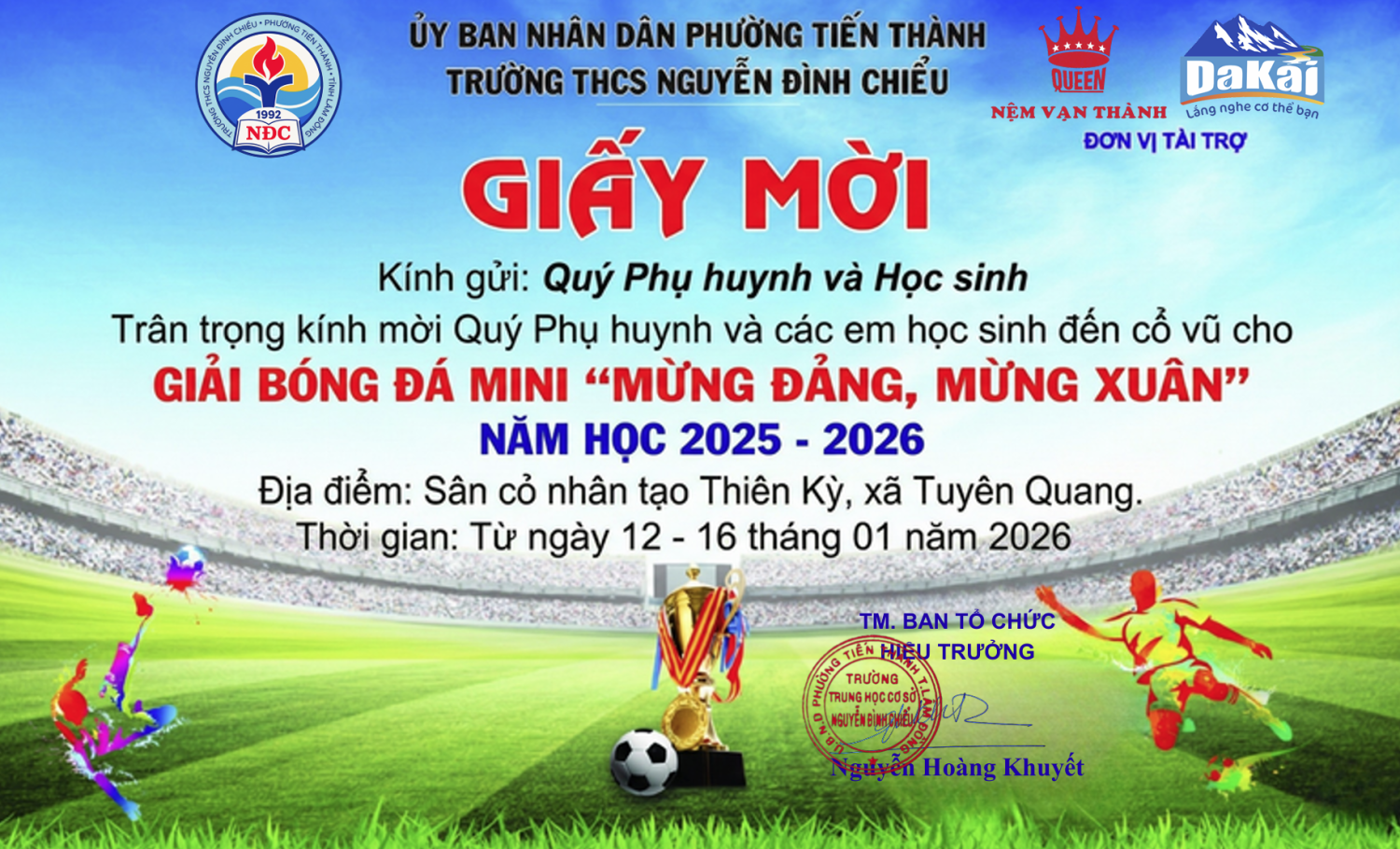 LỊCH THI ĐẤU GIẢI BÓNG ĐÁ MINI "MỪNG ĐẢNG, MỪNG XUÂN" NĂM 2026