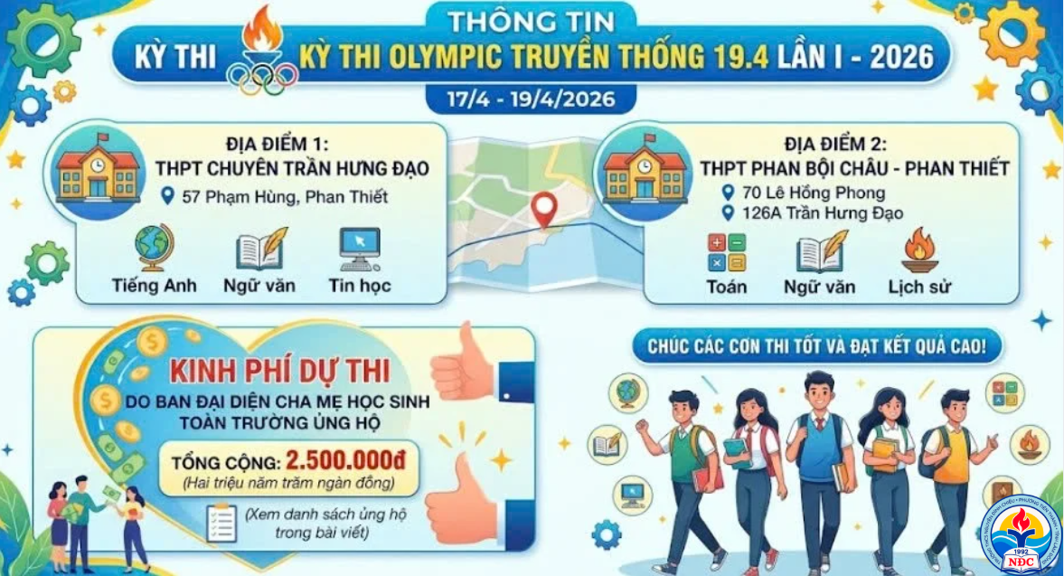 [CẬP NHẬT CHÍNH THỨC] THÔNG BÁO ĐIỀU CHỈNH LỊCH THI VÀ QUY ĐỊNH DỰ THI OLYMPIC 19/4